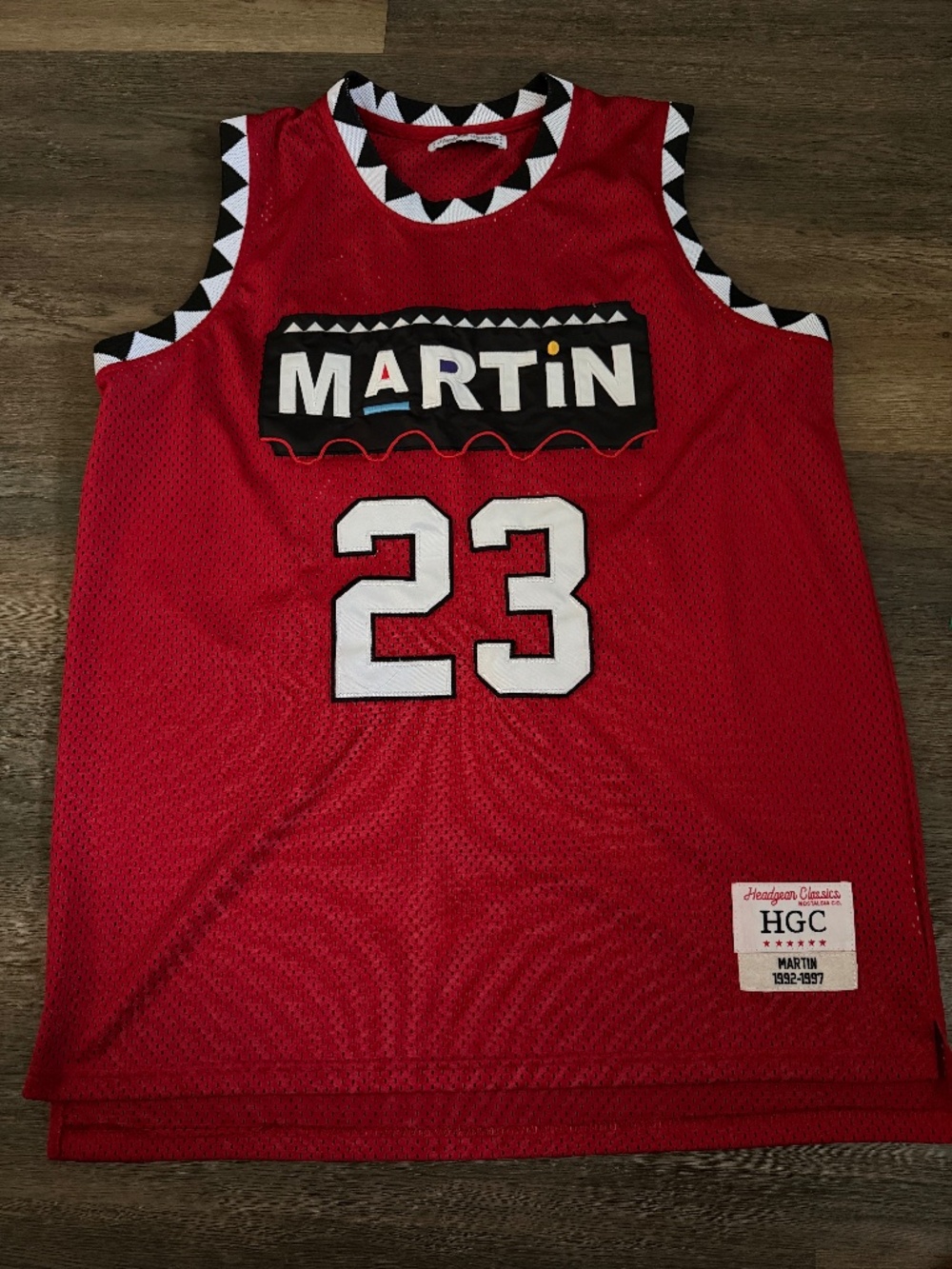 Martin 90's Marty Mar Headgear Classics Basketball Jersey #23 Size XL Red Mesh